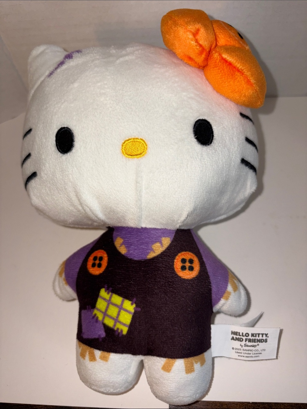 Sanrio Halloween Hello Kitty White Plush with Orange Bow and Purple Outfit
